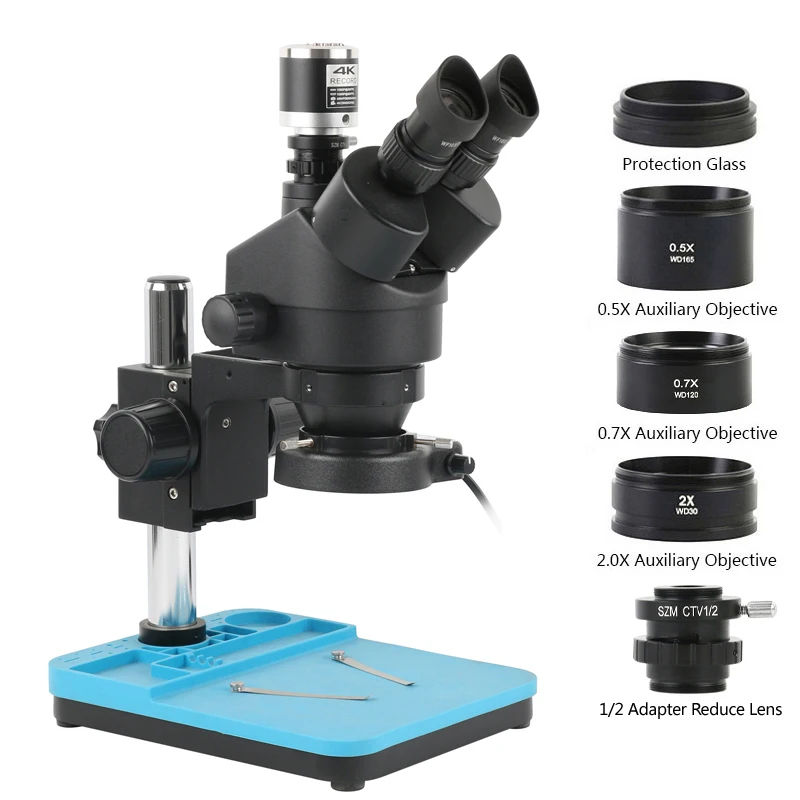 Simul-Focal Industrial Microscope 4K Hdmi - 7X-90X Simul-Focal Zoom ثلاثي العينيات مجهر