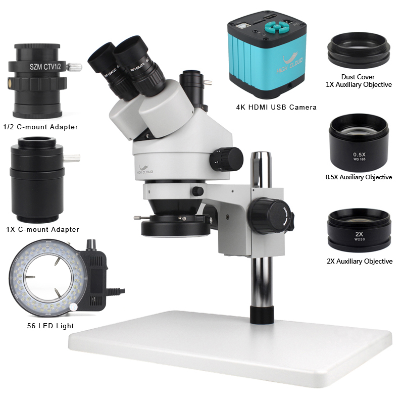 Simul-Focal Industrial Microscope 4K Hdmi - الهاتف PCB لحام إصلاح مختبر الصناعية