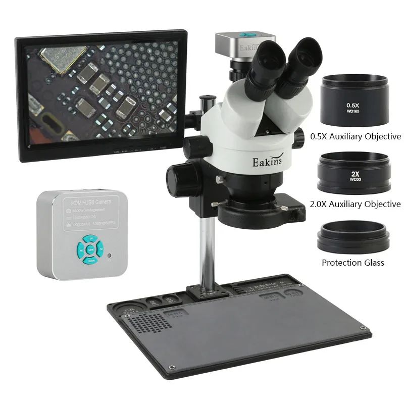 7X 45X التكبير الصناعية Simul  - مراجعة Simul-Focal Industrial Microscope 4K Hdmi وسعره