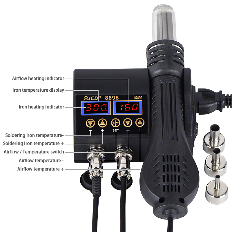 محطة لحام JCD 2 في 1 بقوة 750  - مراجعة 2 In 1 Soldering Rework Station 750W وسعره
