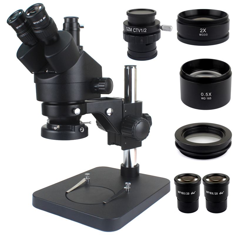 الهاتف PCB لحام إصلاح مختبر ال - مراجعة Trinocular Stereo Microscope 7X-45X وسعره
