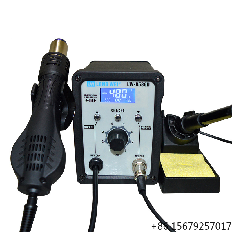 مسدس هواء ساخن LW-8586D 2 في 1 - مراجعة 2 In 1 Soldering Rework Station 750W وسعره
