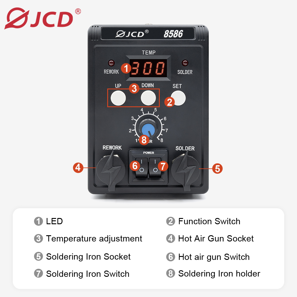 محطة لحام رقمية JCD 750W 8586  - مراجعة 2 In 1 Soldering Rework Station 750W وسعره