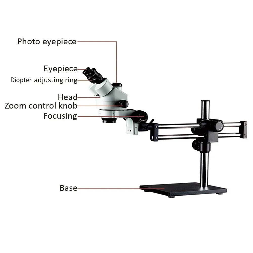 2026/مجهر ستريو ثلاثي العدسات  - مراجعة Trinocular Stereo Microscope 7X-45X وسعره