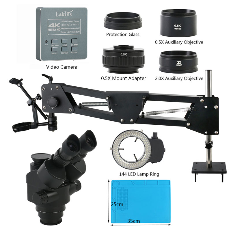 مجهر ستيريو ثلاثي العين صناعي  - مراجعة Simul-Focal Industrial Microscope 4K Hdmi وسعره