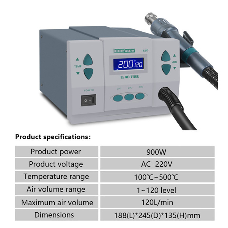 1000W220/110 فولت 861DW HeatGu - مراجعة Hot Air Rework Station 861Dw وسعره