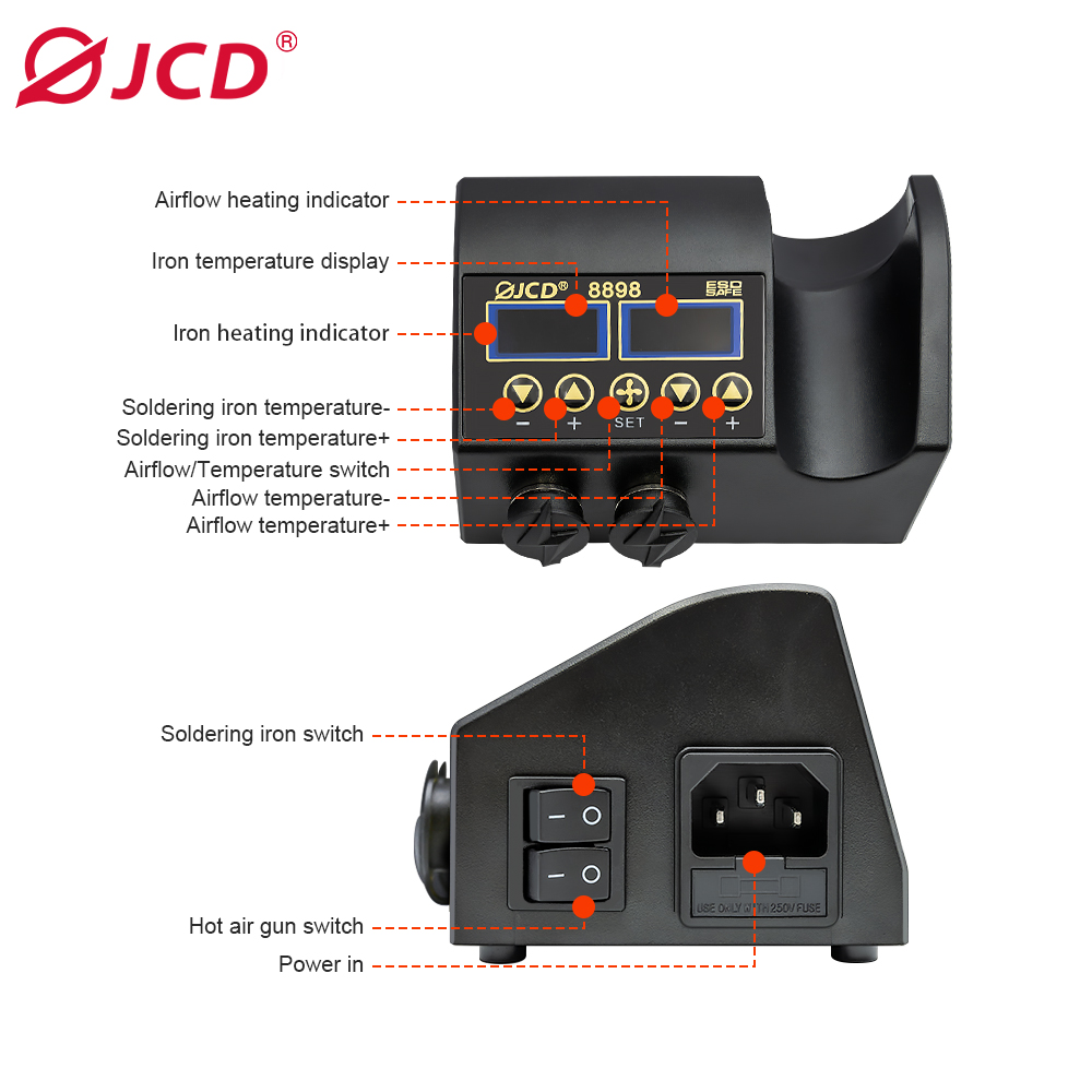 محطة لحام JCD 8898 بقوة 750 وا - مراجعة 2 In 1 Soldering Rework Station 750W وسعره
