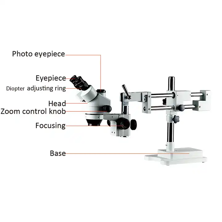 مجهر ستيريو بتكبير 7X-45X مع م - مراجعة Trinocular Stereo Microscope 7X-45X وسعره