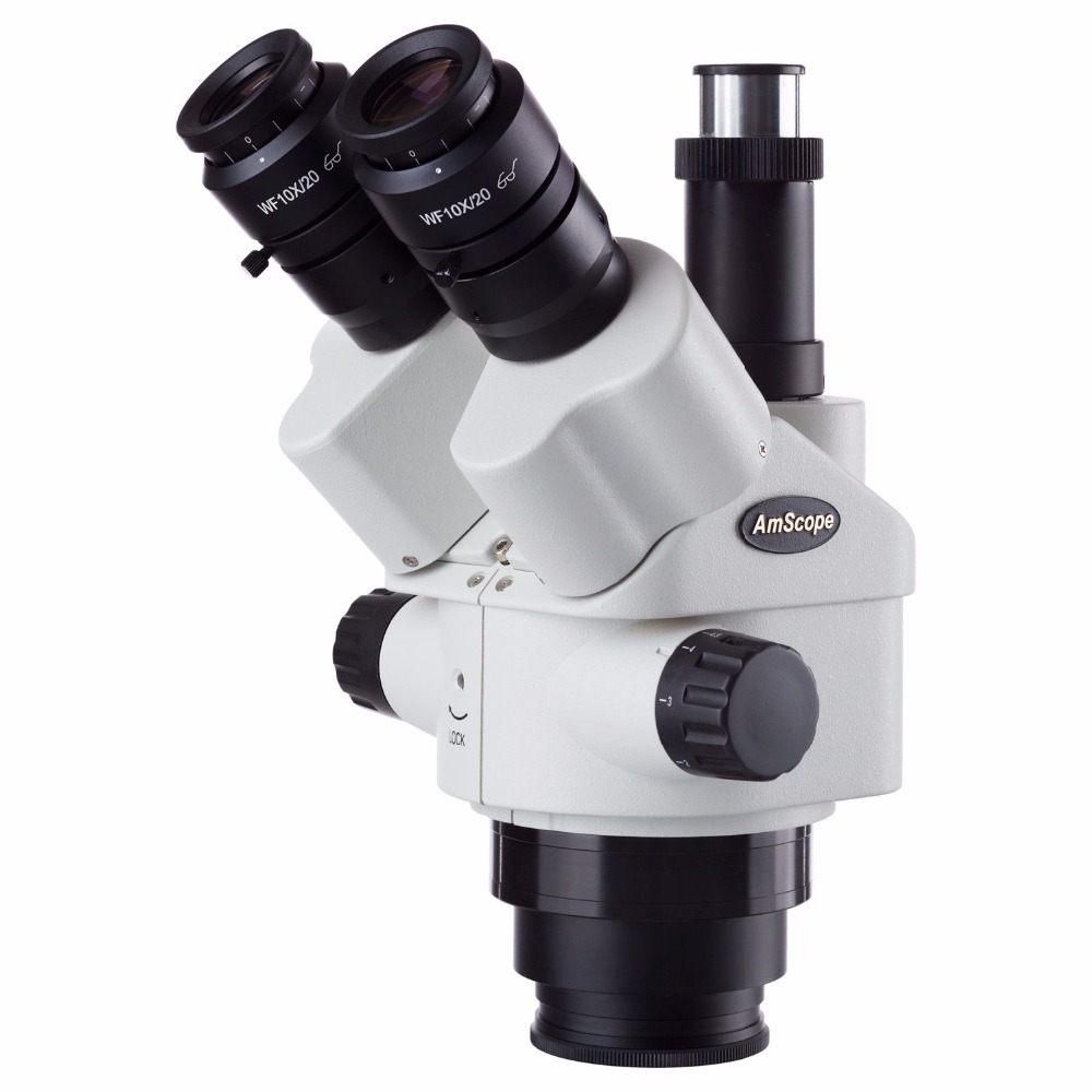 AmScope 7X-45X Simul-Focal ثلا - مراجعة Trinocular Stereo Microscope 7X-45X وسعره