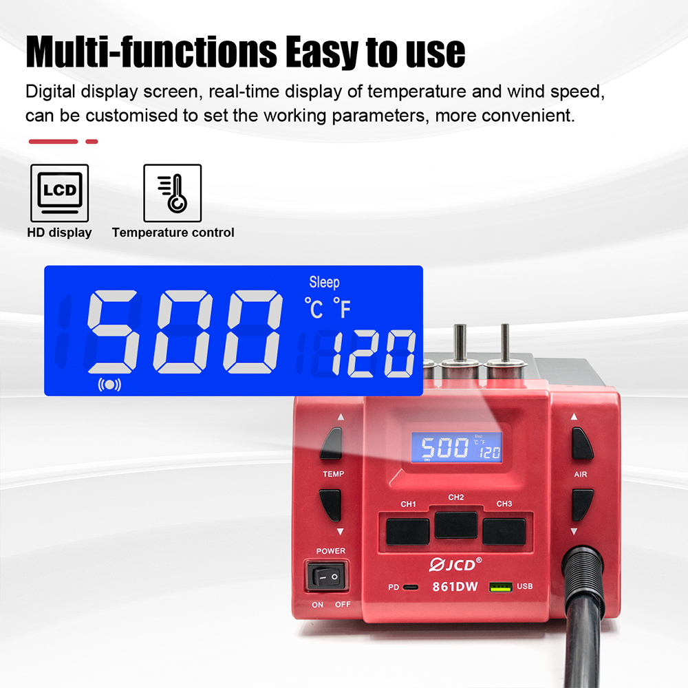 JCD 861DW مسدس هواء ساخن 1000  - مراجعة Hot Air Rework Station 861Dw وسعره