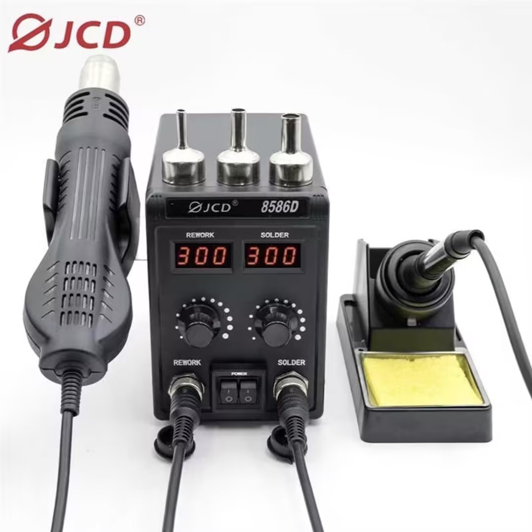 JCD 8586D 2 في 1 محطة لحام مسد - مراجعة 2 In 1 Soldering Rework Station 750W وسعره